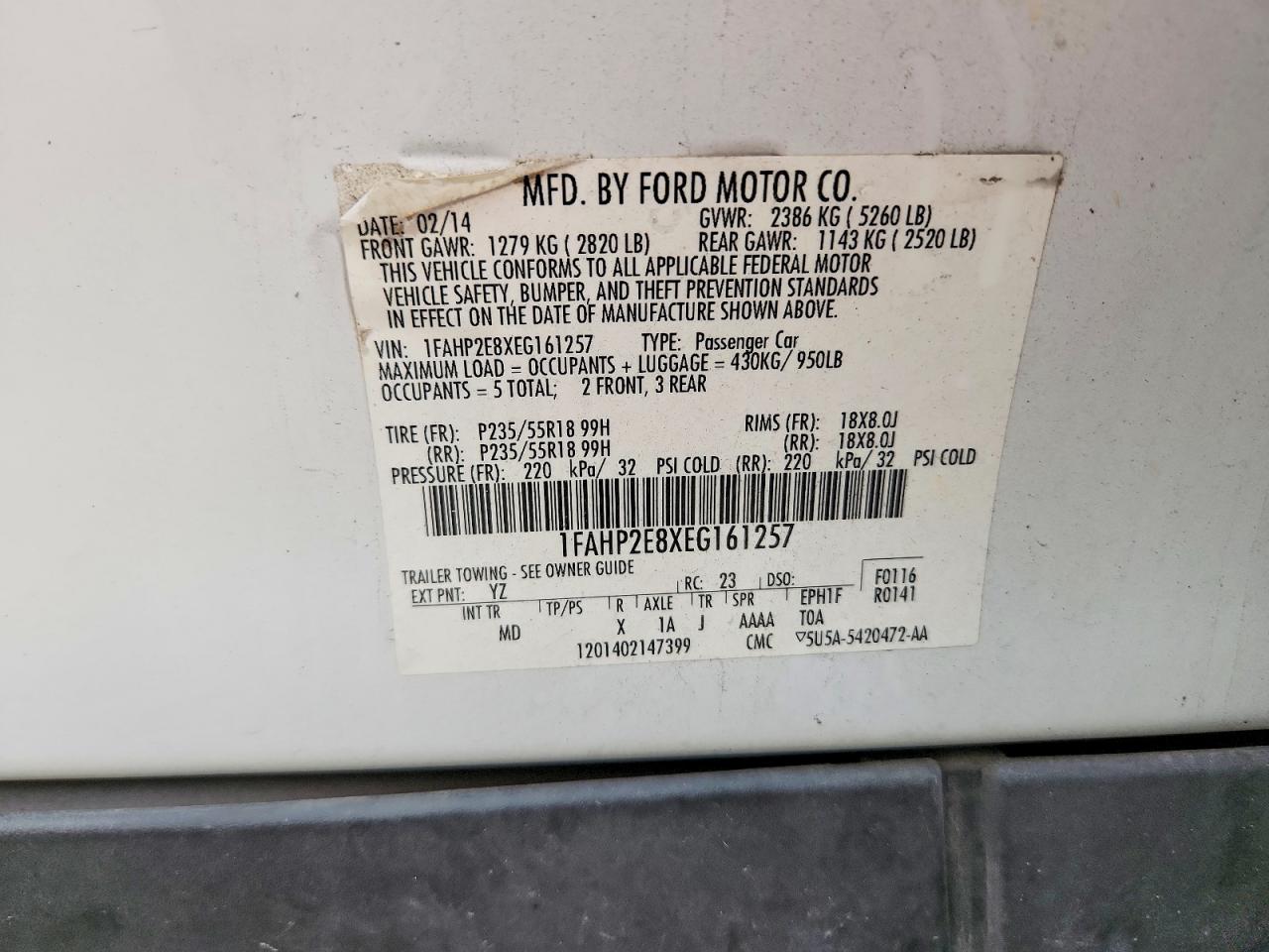 2014 FORD TAURUS SEL photo 37