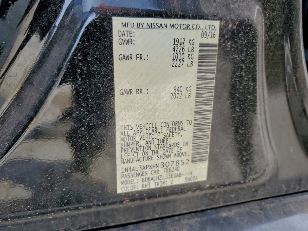 2017 NISSAN ALTIMA 2.5 photo 12
