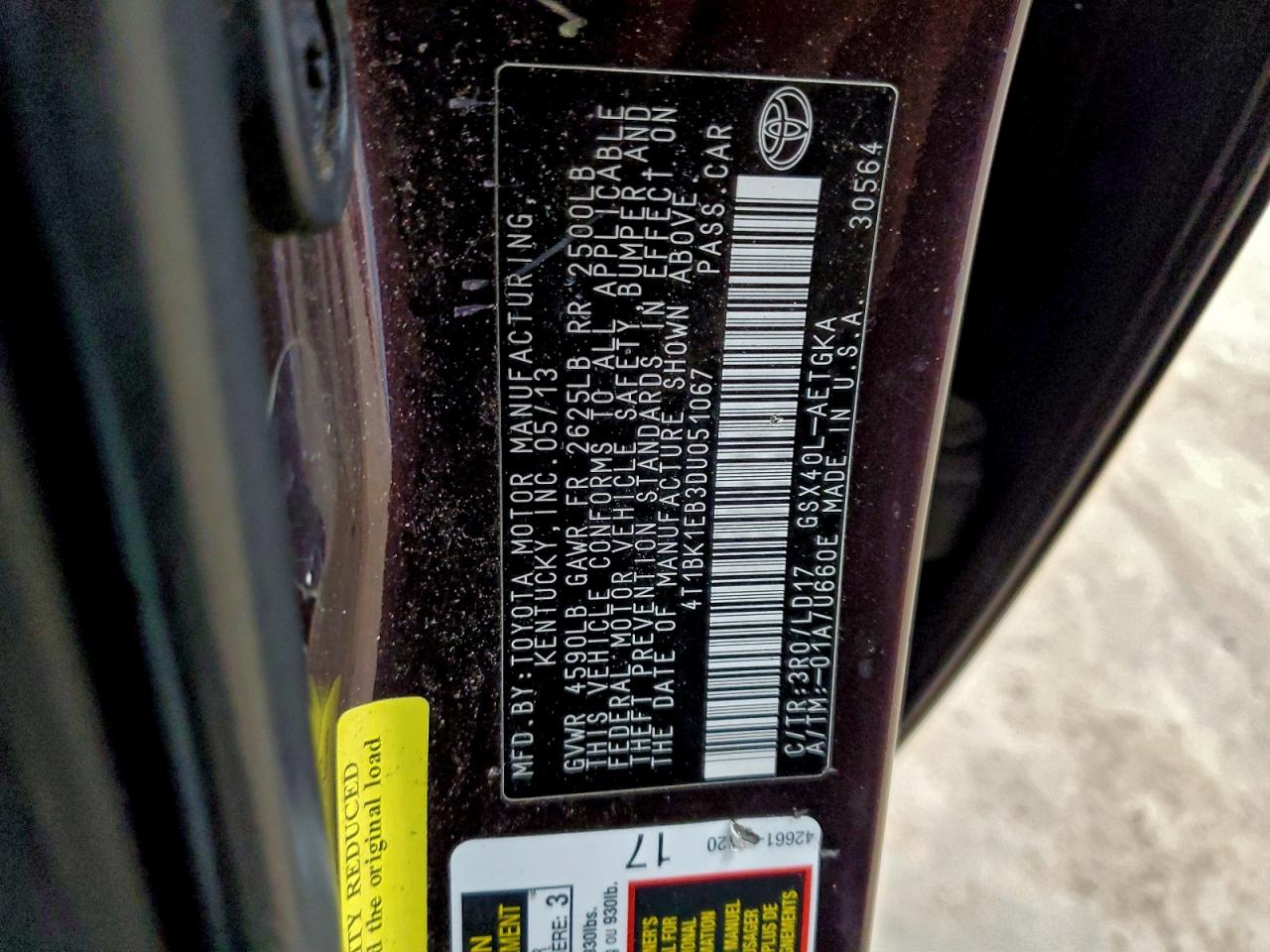 2013 TOYOTA AVALON BASE photo 12