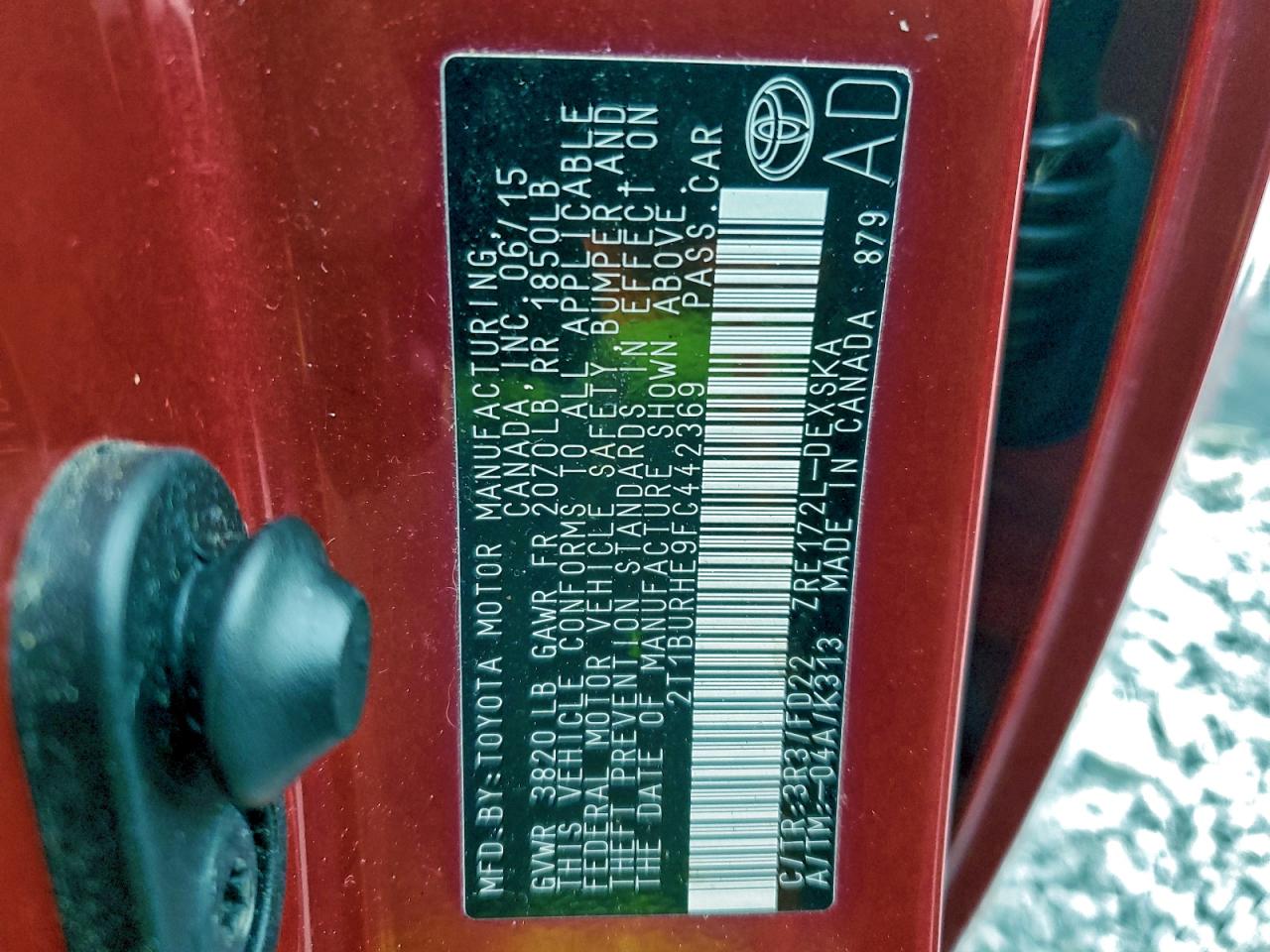 2015 TOYOTA COROLLA L photo 13