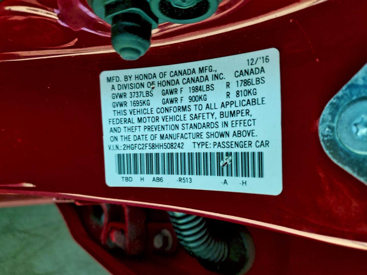 2017 HONDA CIVIC LX photo 12