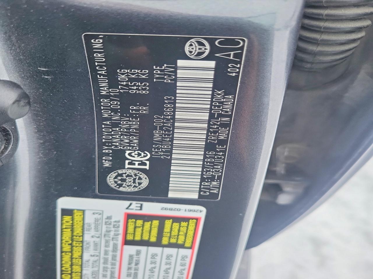 2010 TOYOTA COROLLA BASE photo 12