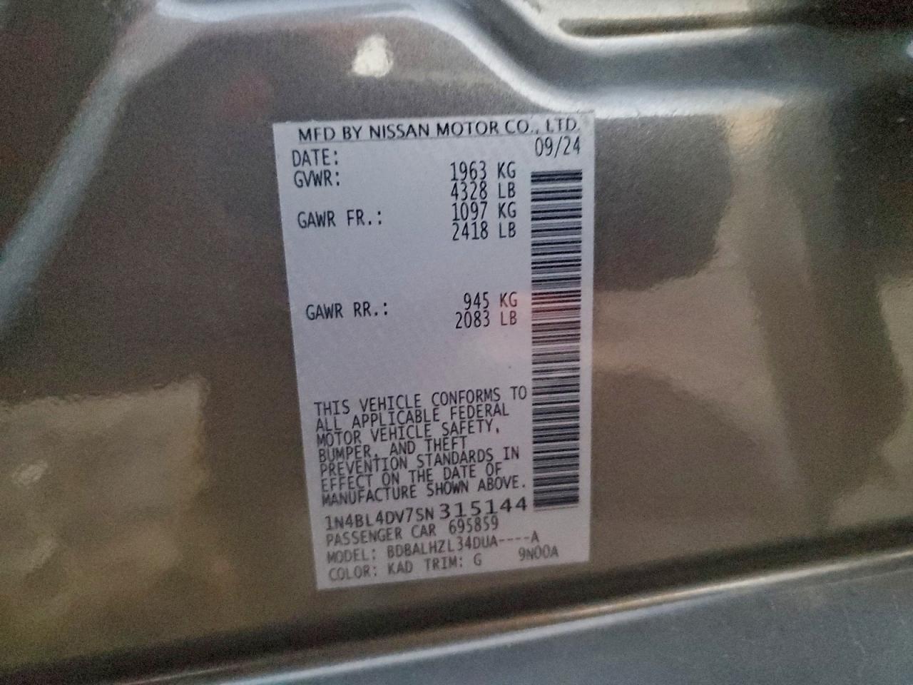 2025 NISSAN ALTIMA SV photo 13