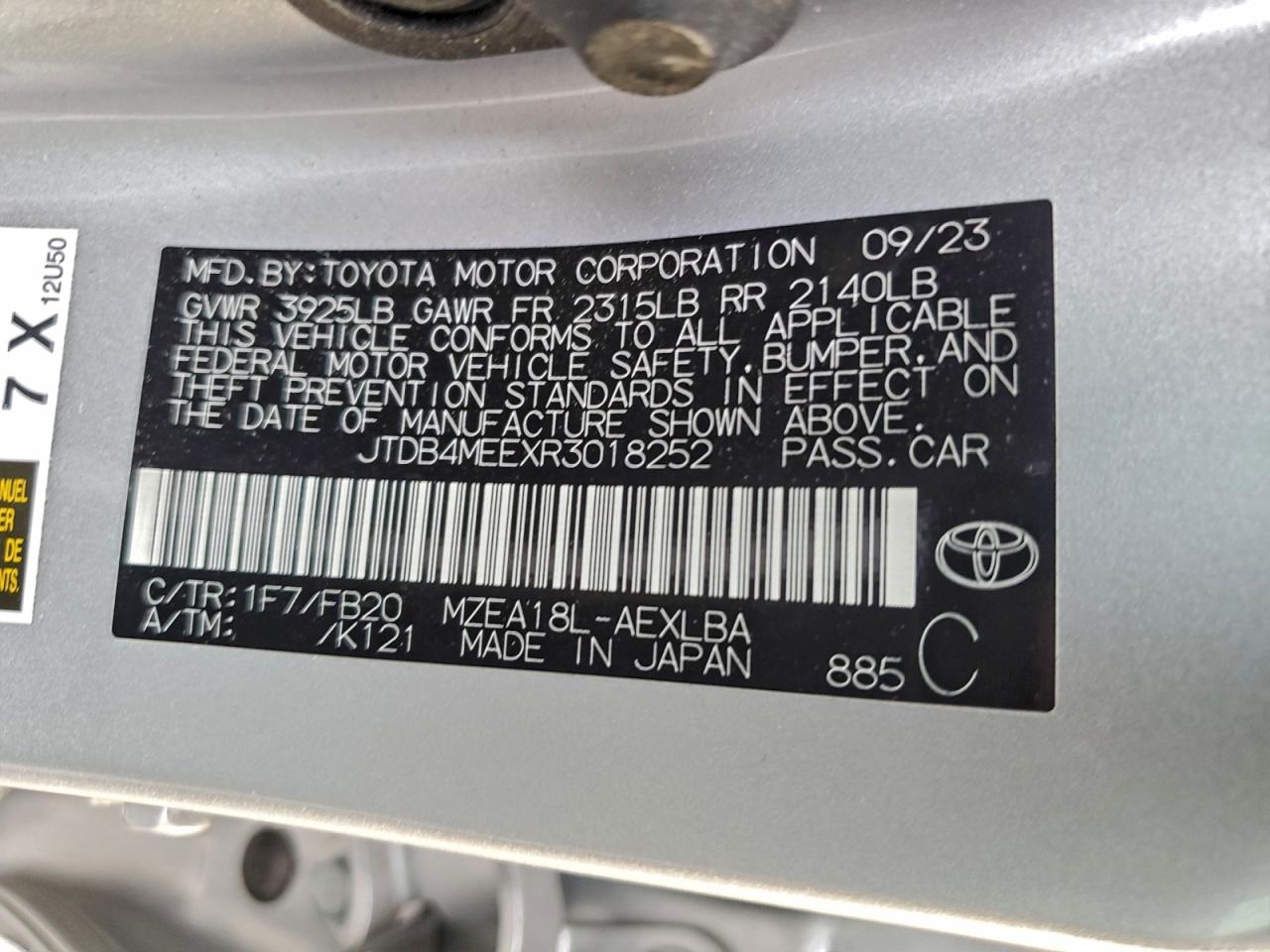 2024 TOYOTA COROLLA LE photo 12