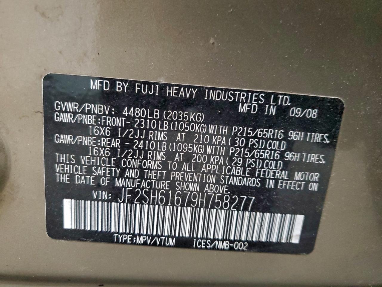2009 SUBARU FORESTER 2.5X photo 12