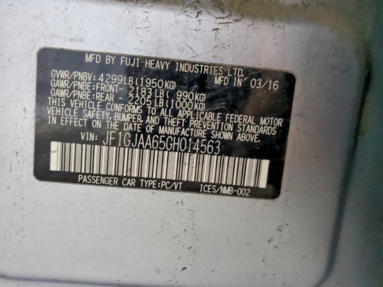 2016 SUBARU IMPREZA photo 12