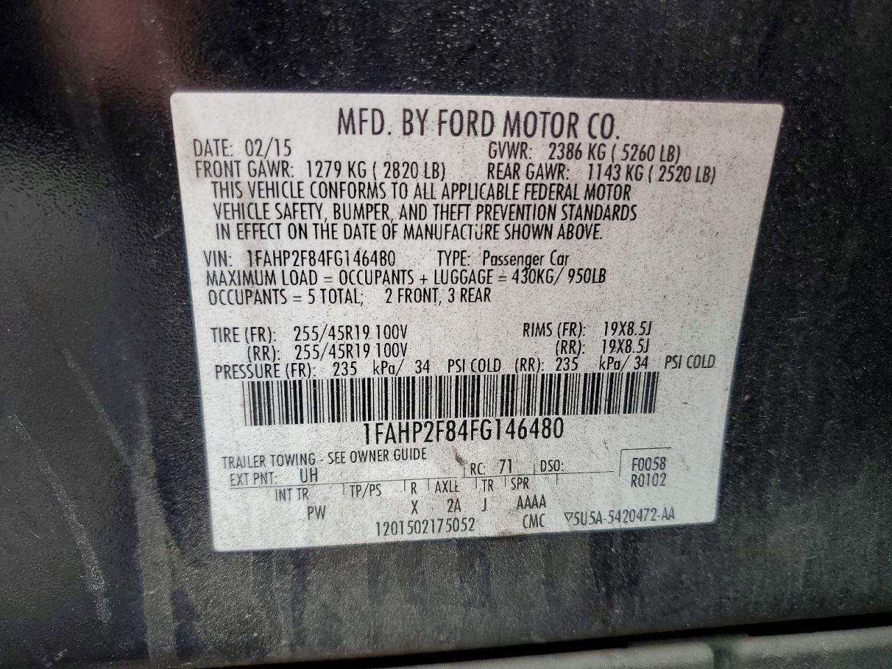 2015 FORD TAURUS LIMITED photo 12
