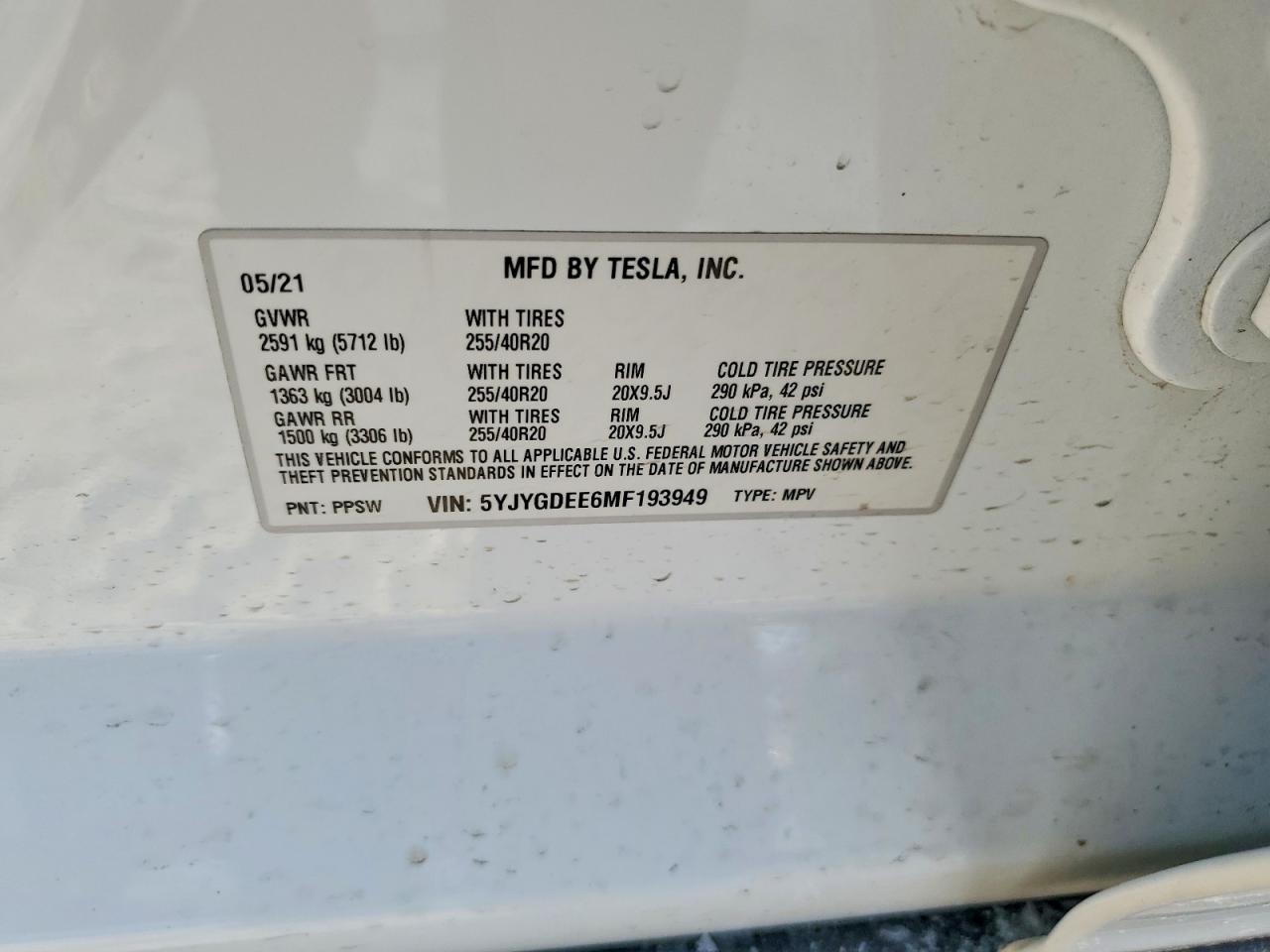 2021 TESLA MODEL Y photo 12