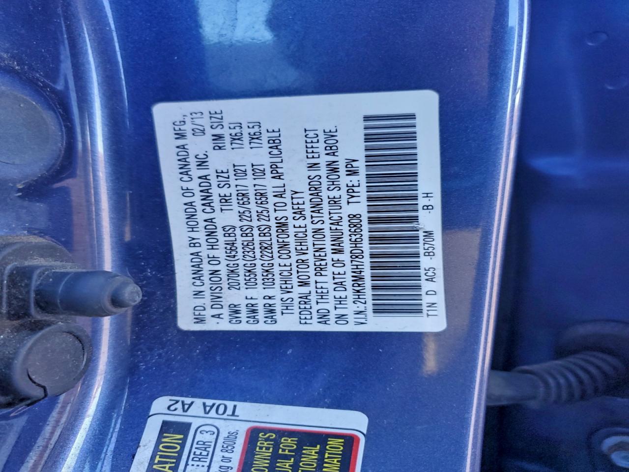 2013 HONDA CR-V EXL photo 12