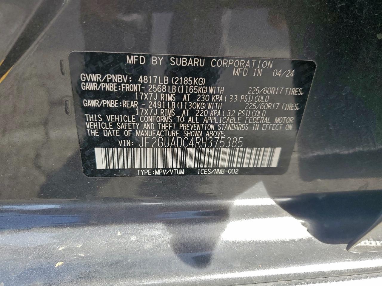 2024 SUBARU CROSSTREK PREMIUM photo 13