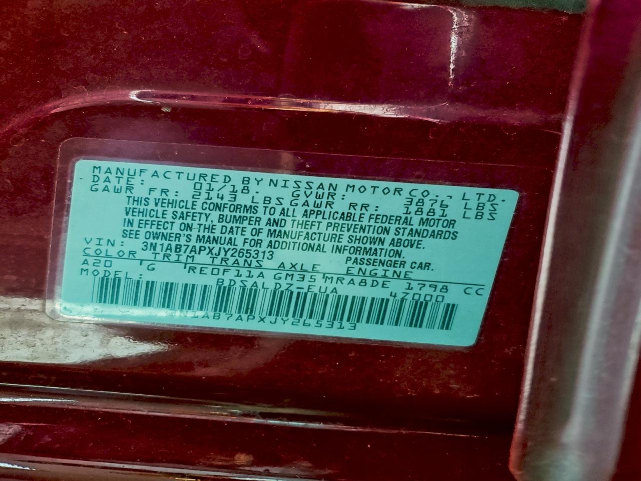 2018 NISSAN SENTRA S photo 12