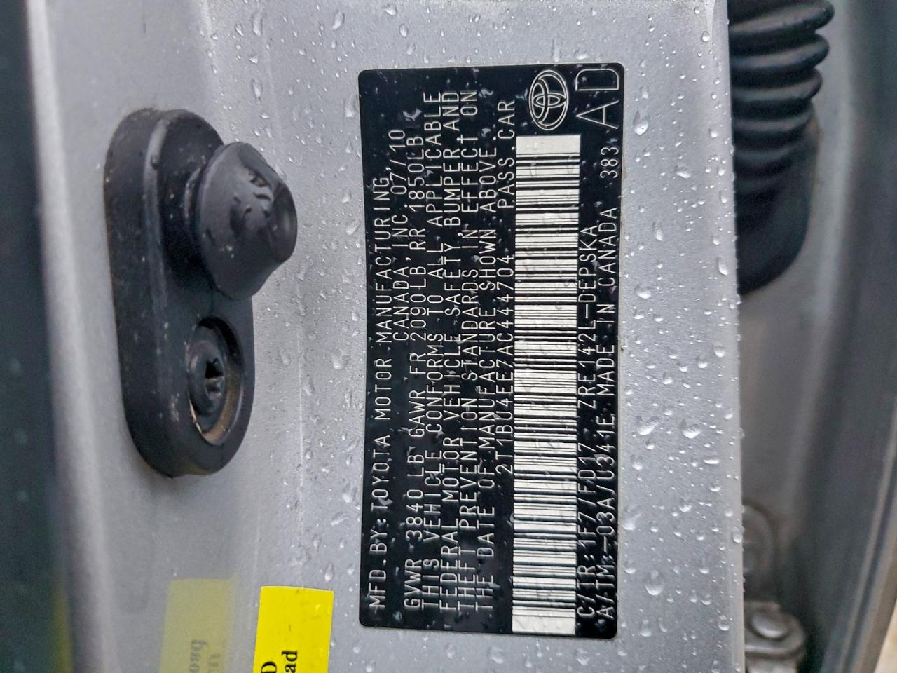 2010 TOYOTA COROLLA BASE photo 12