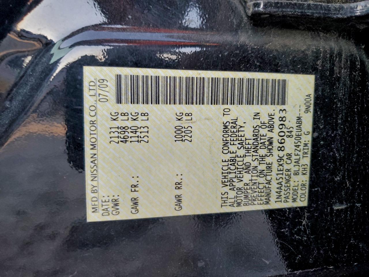 2009 NISSAN MAXIMA S photo 12