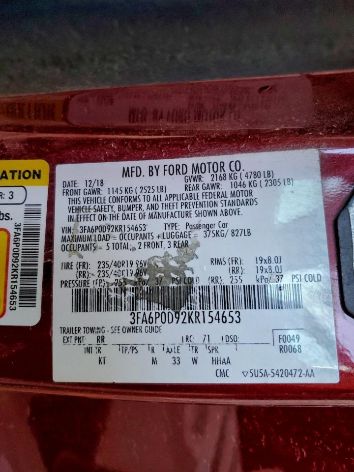 2019 FORD FUSION TITANIUM photo 12