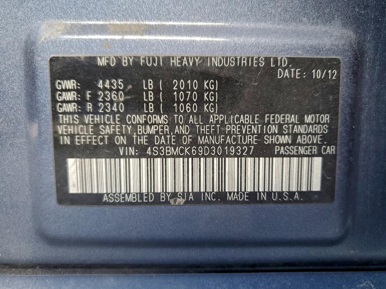 2013 SUBARU LEGACY 2.5I LIMITED photo 12