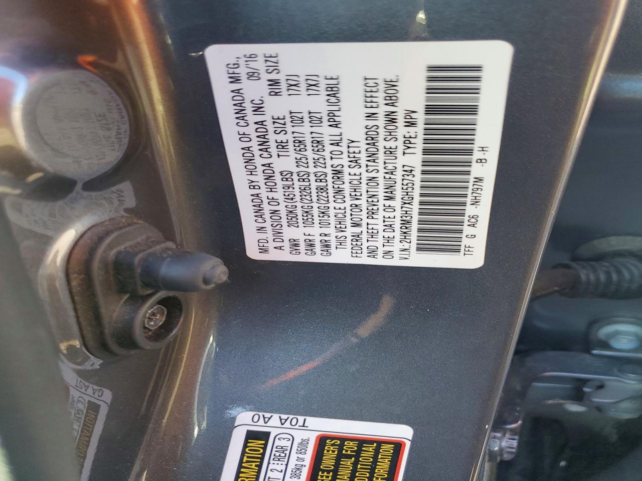 2016 HONDA CR-V EXL photo 12