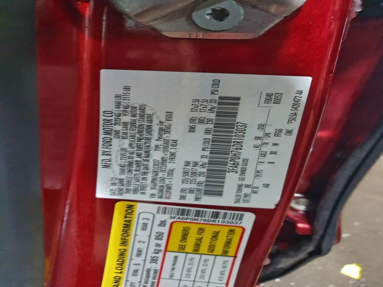 2013 FORD FUSION SE photo 12