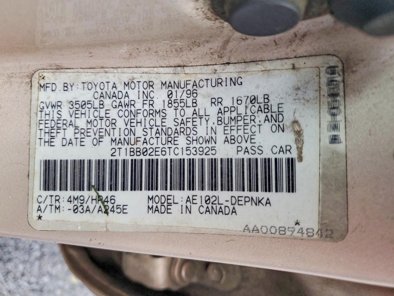 1996 TOYOTA COROLLA DX photo 23