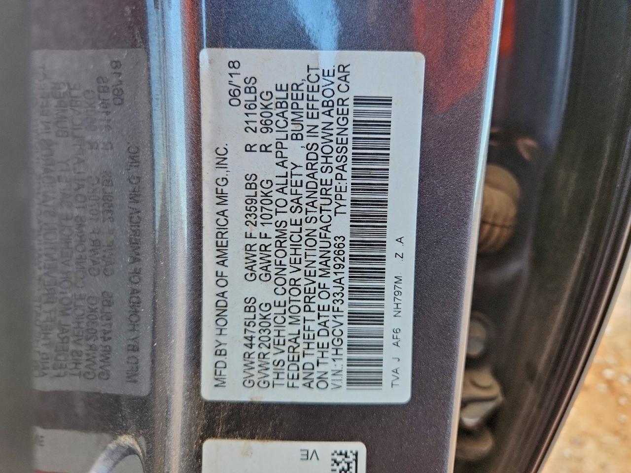 2018 HONDA ACCORD SPORT photo 12
