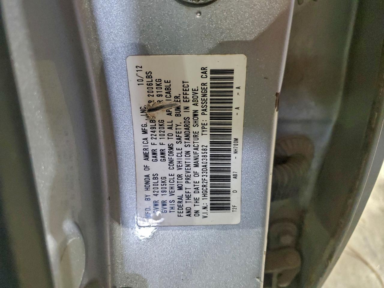 2013 HONDA ACCORD LX photo 12