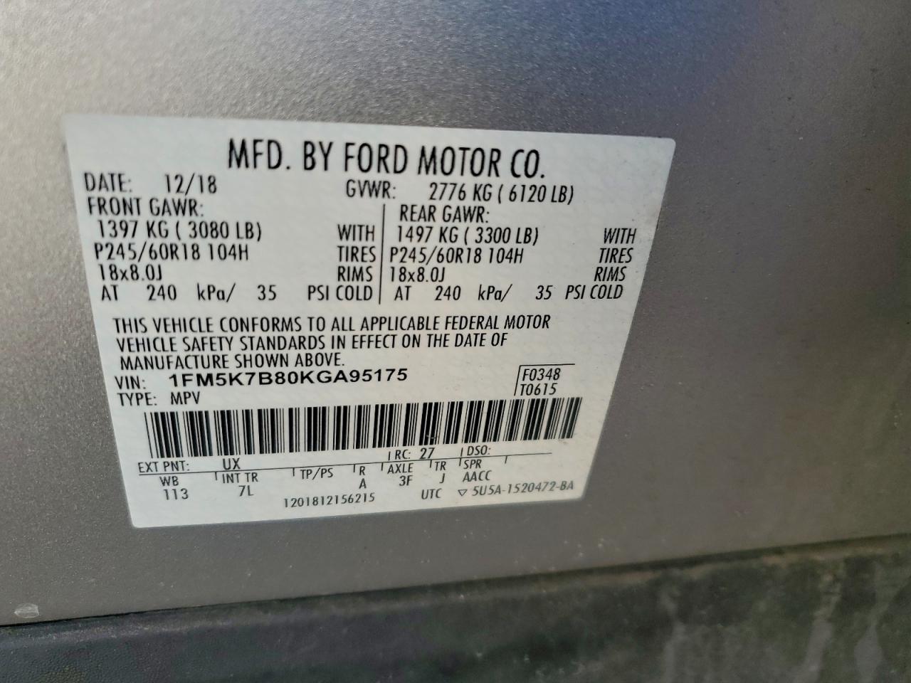 2019 FORD EXPLORER photo 13