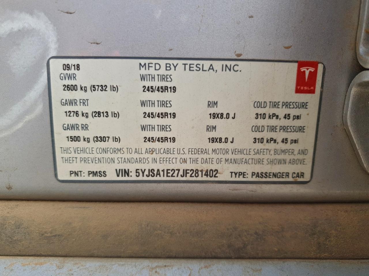 2018 TESLA MODEL S photo 34