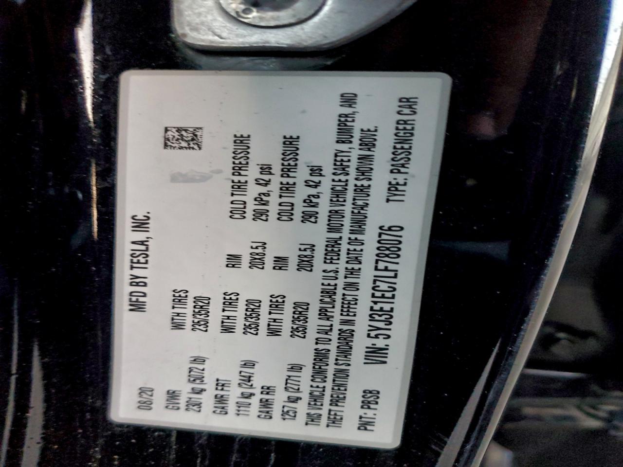 2020 TESLA MODEL 3 photo 12