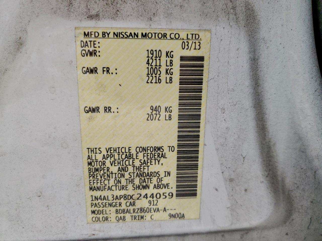 2013 NISSAN ALTIMA 2.5 photo 12