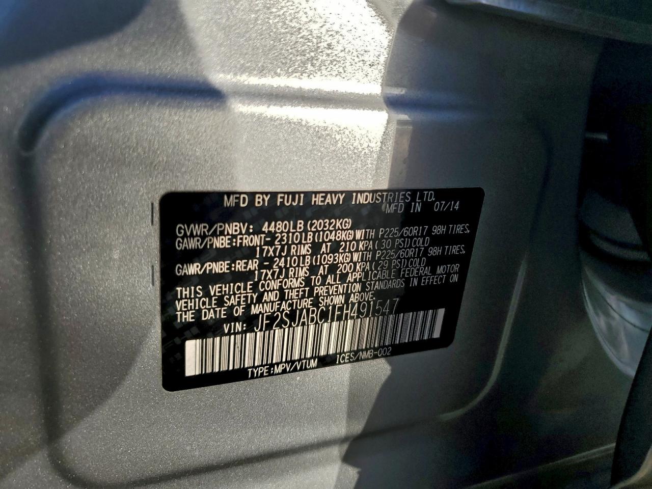 2015 SUBARU FORESTER 2.5I photo 13