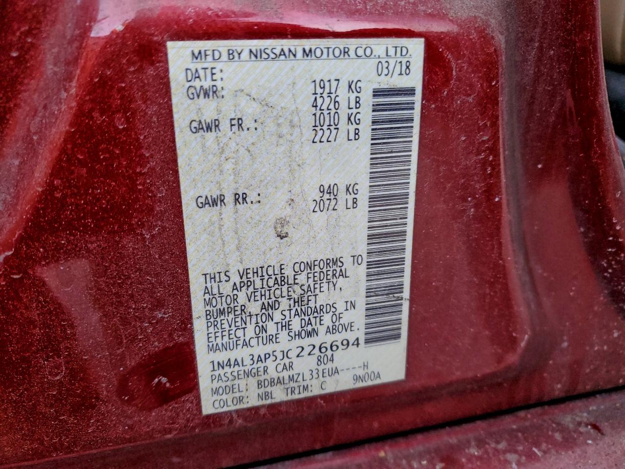 2018 NISSAN ALTIMA 2.5 SV photo 13