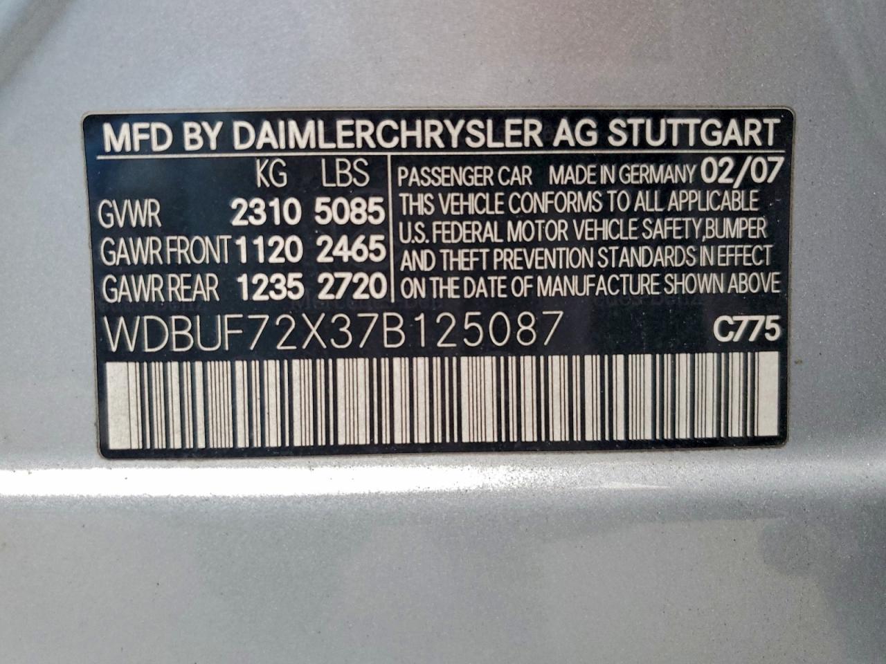 2007 MERCEDES-BENZ E 550 photo 12