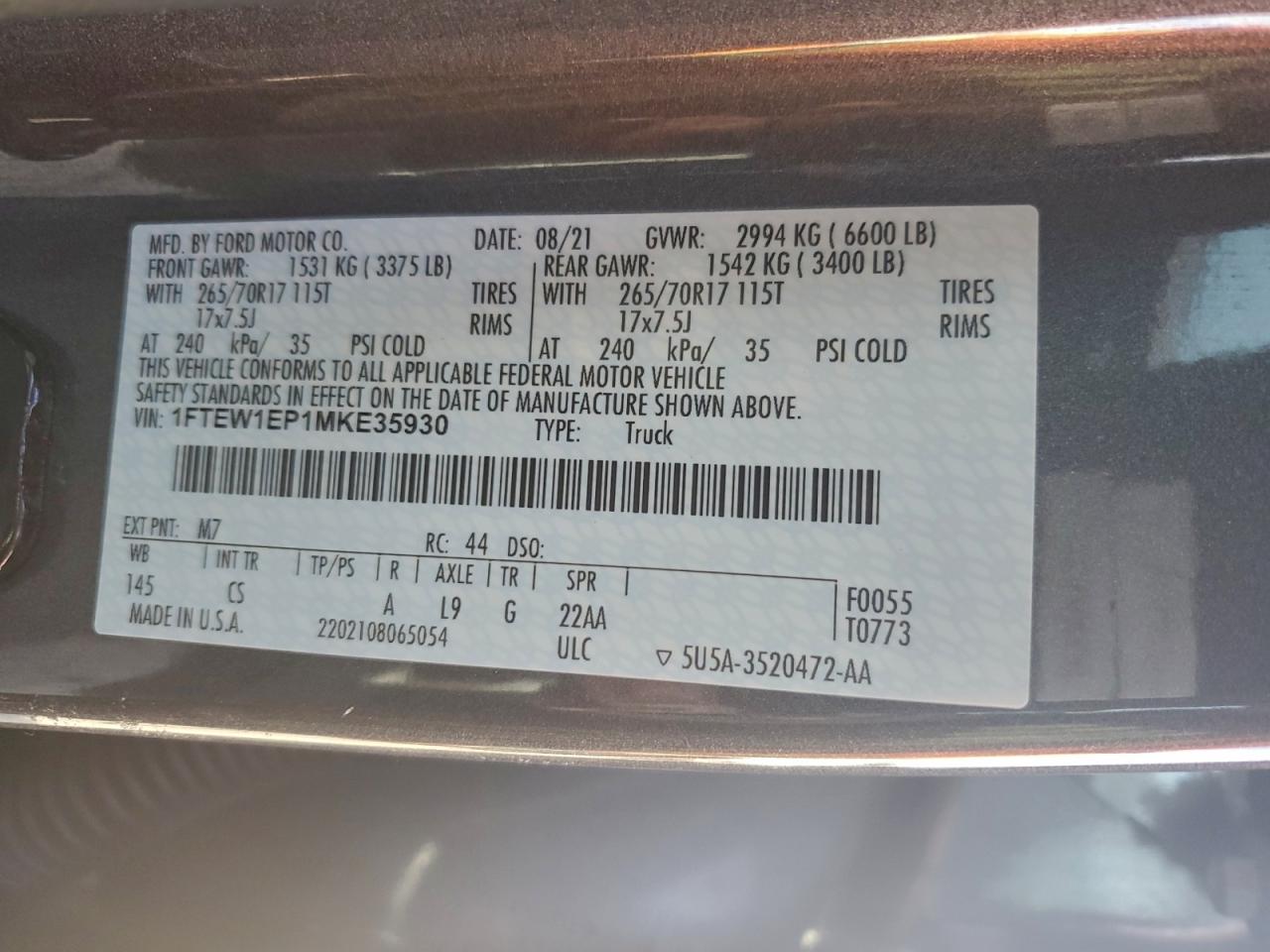 2021 FORD F150 SUPERCREW photo 23