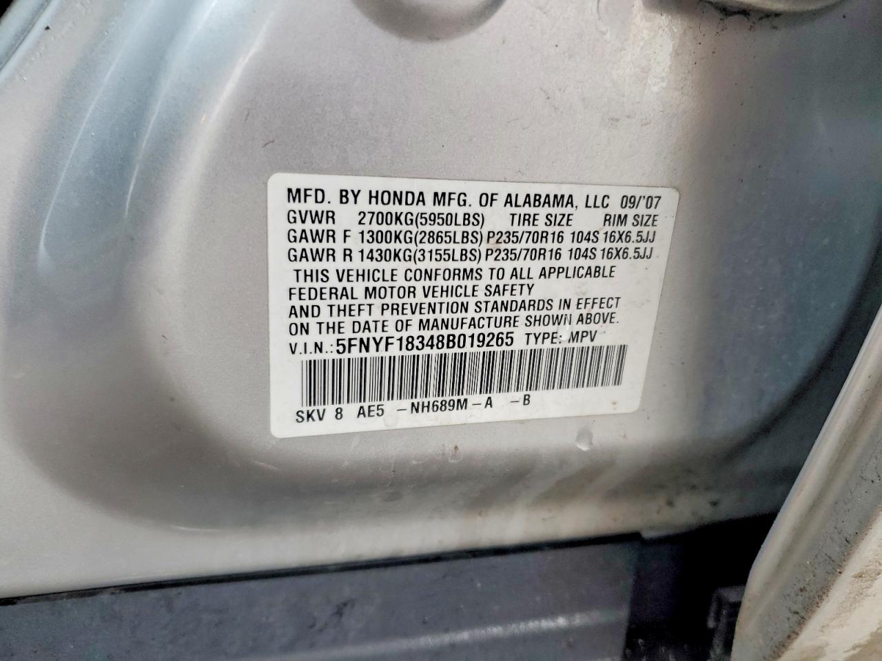 2008 HONDA PILOT SE photo 13