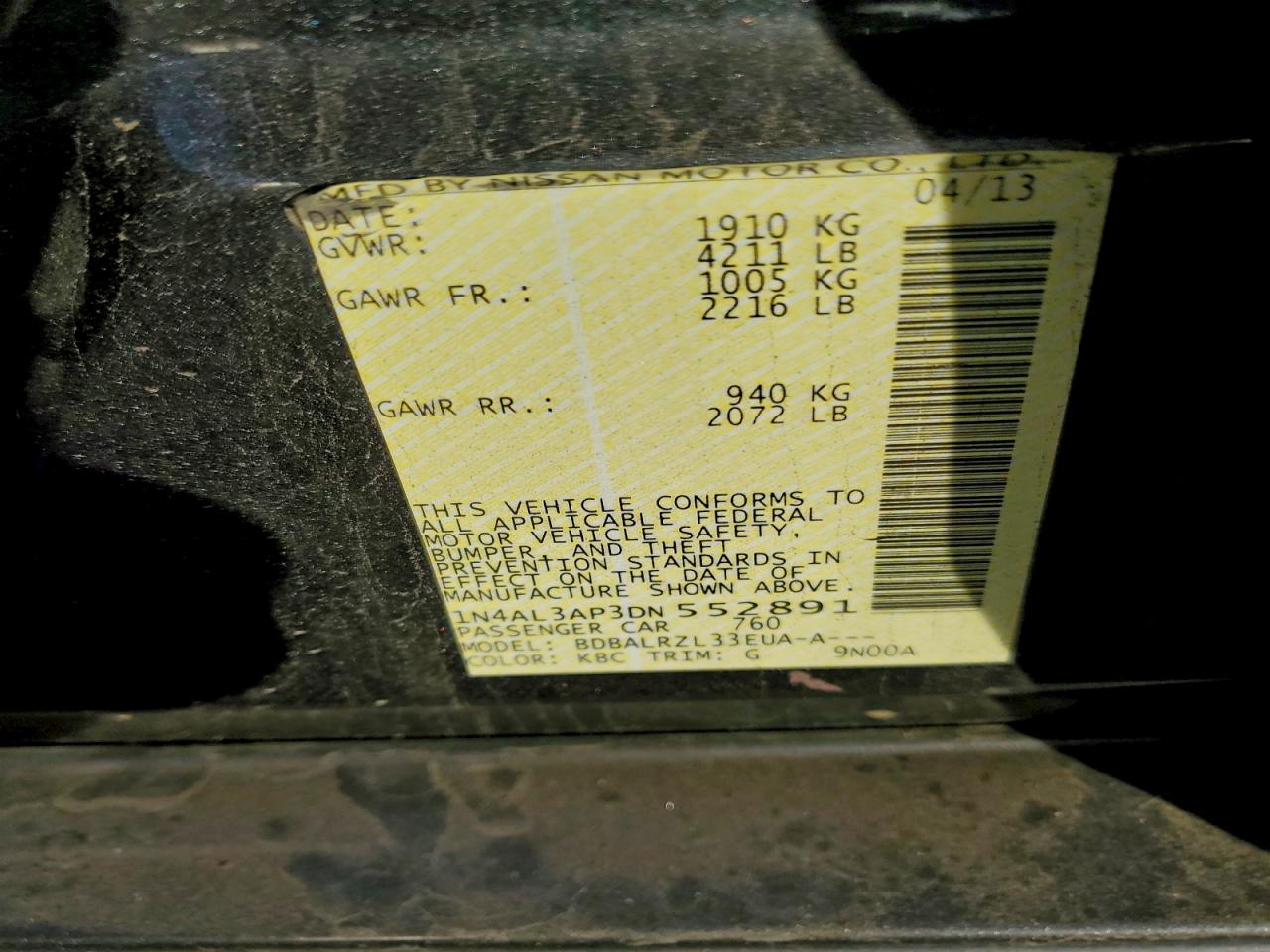 2013 NISSAN ALTIMA 2.5 photo 12