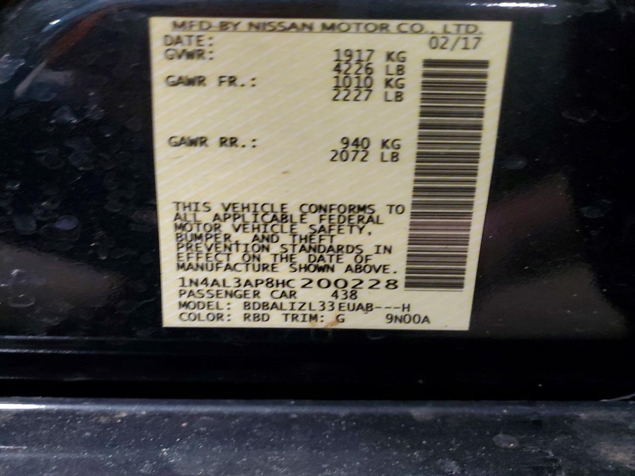 2017 NISSAN ALTIMA 2.5 photo 13