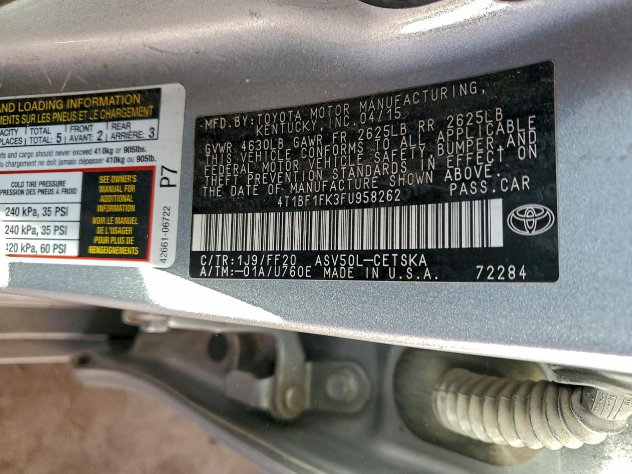 2015 TOYOTA CAMRY LE photo 34