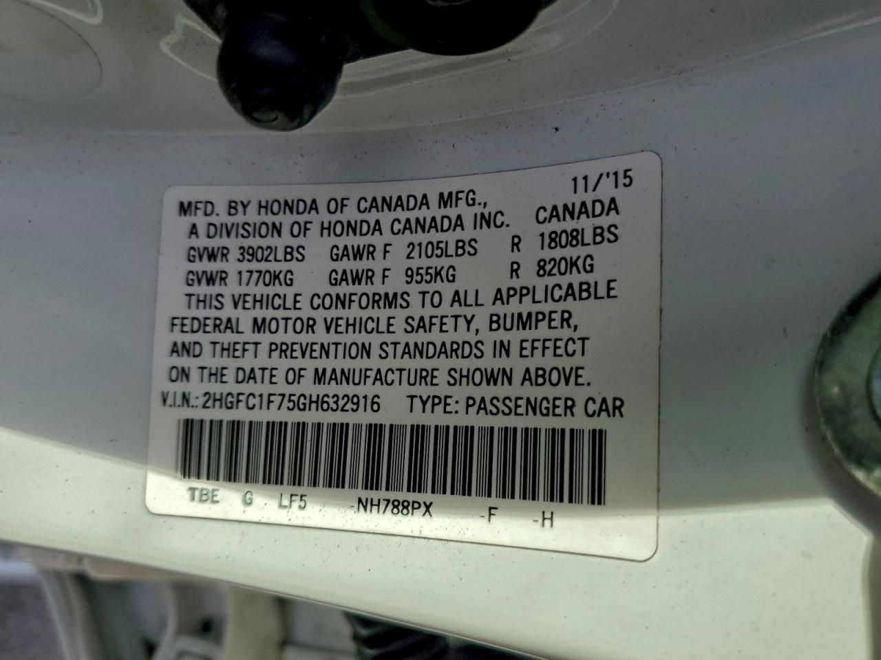 2016 HONDA CIVIC EXL photo 12