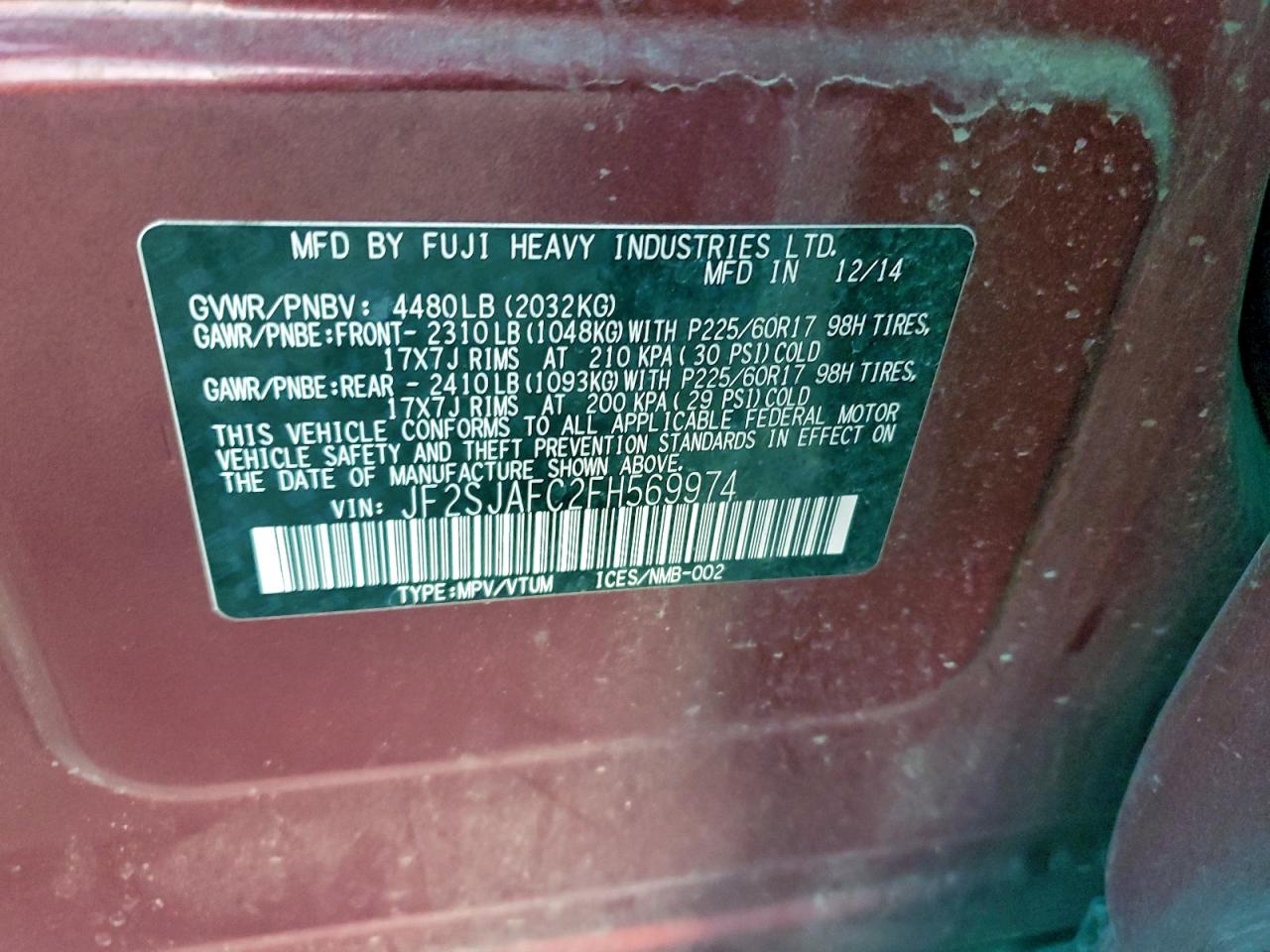 2015 SUBARU FORESTER 2.5I PREMIUM photo 13