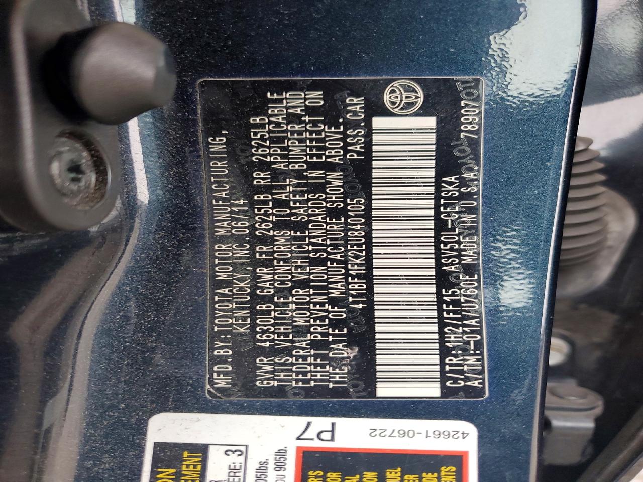 2014 TOYOTA CAMRY L photo 12