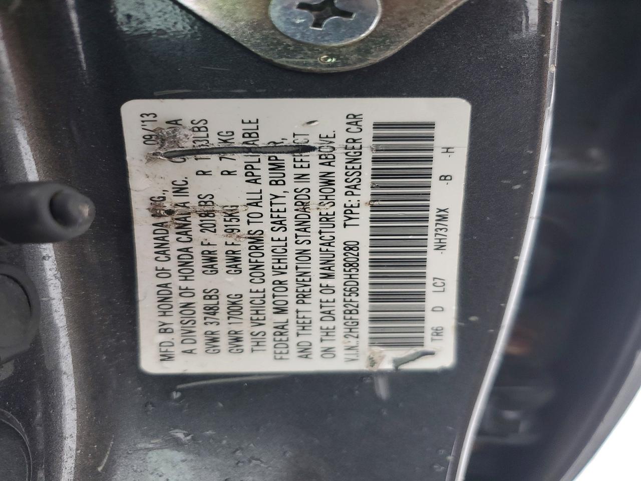 2013 HONDA CIVIC LX photo 12