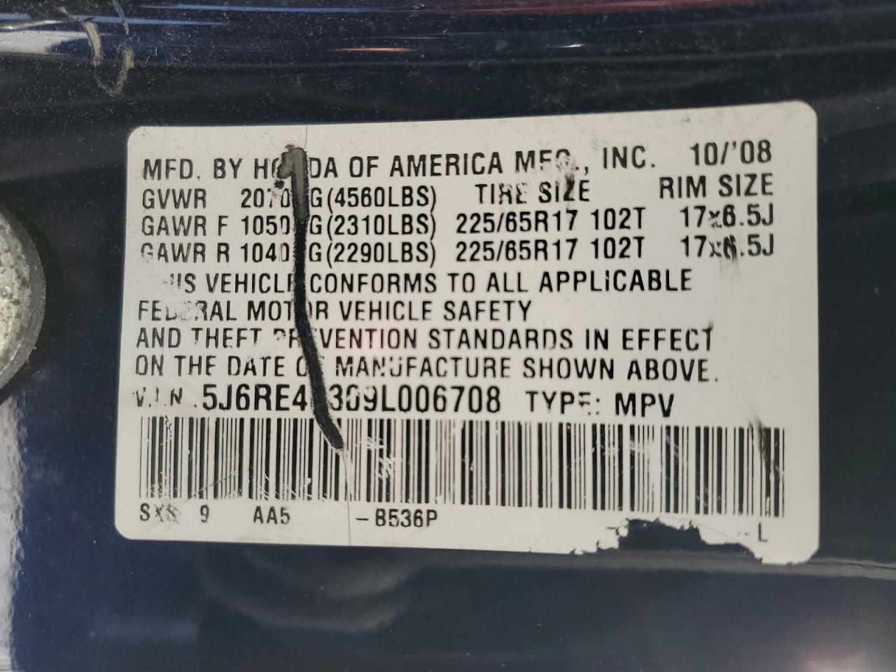2009 HONDA CR-V LX photo 25