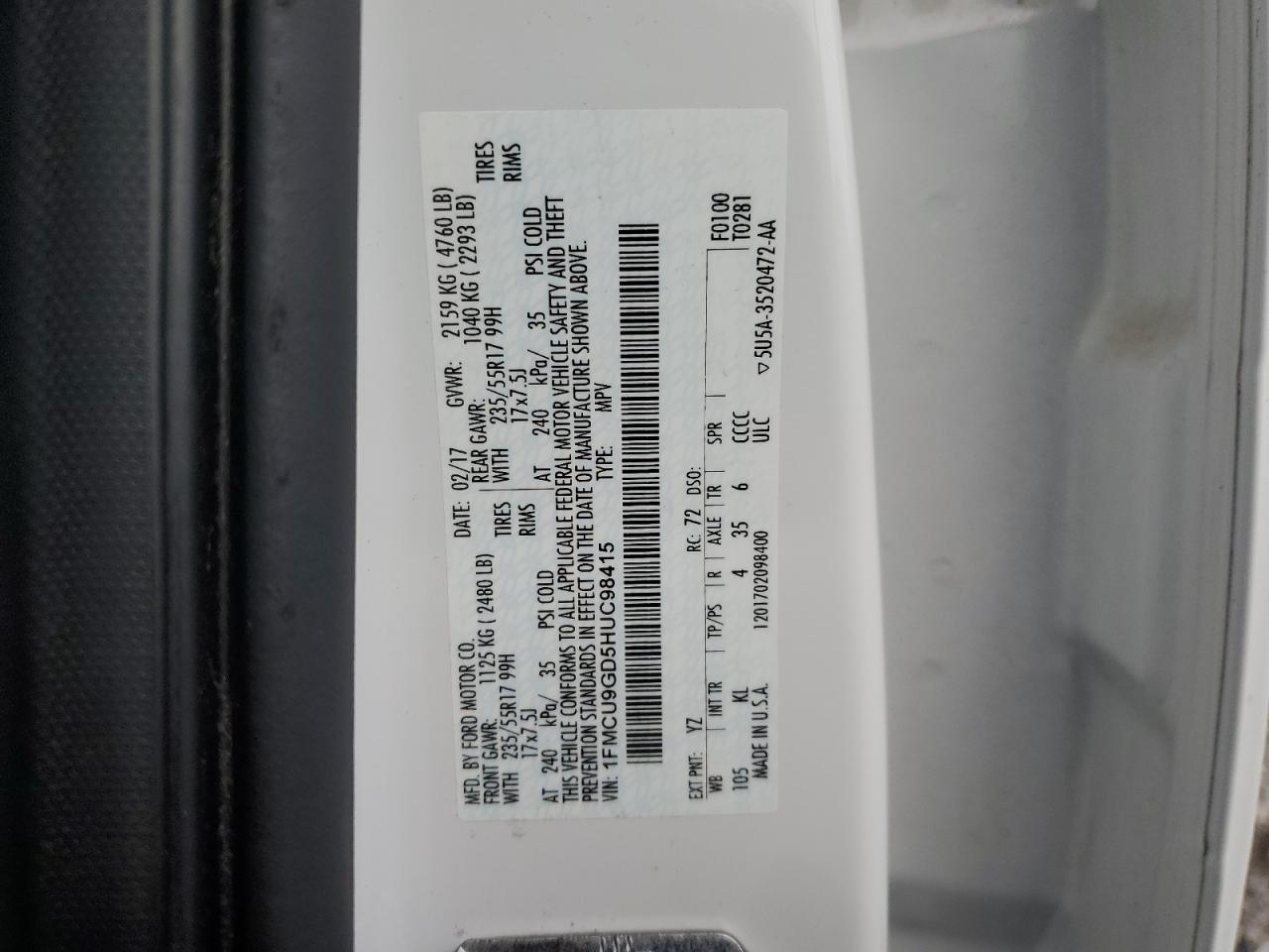 2017 FORD ESCAPE SE photo 13