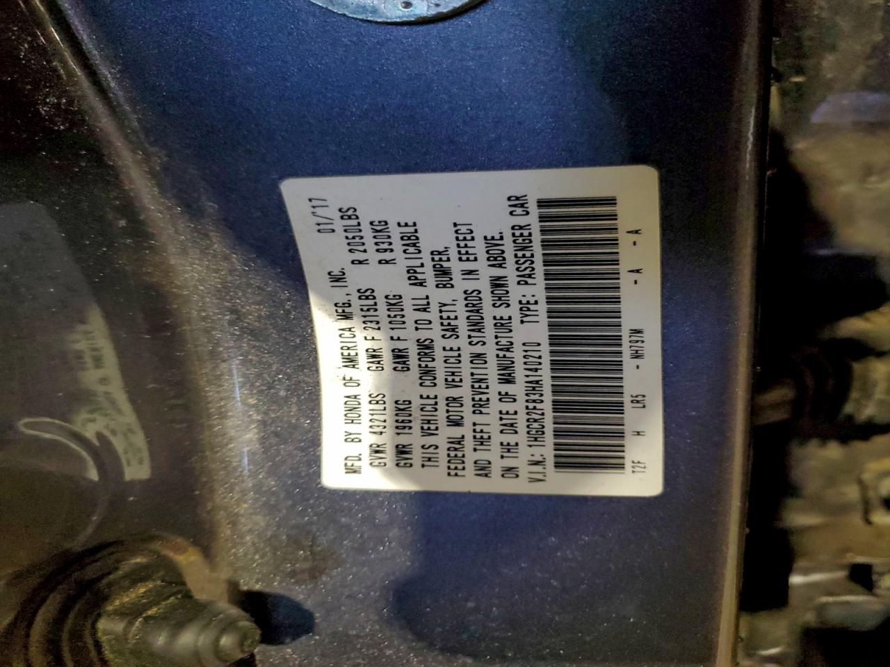2017 HONDA ACCORD EXL photo 12