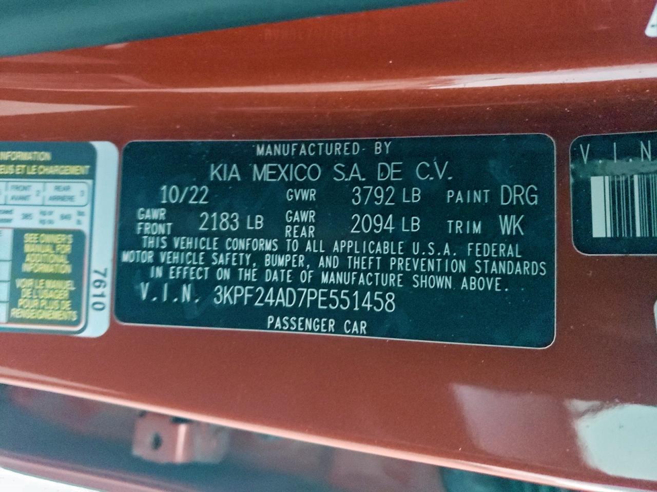 2023 KIA FORTE LX photo 12