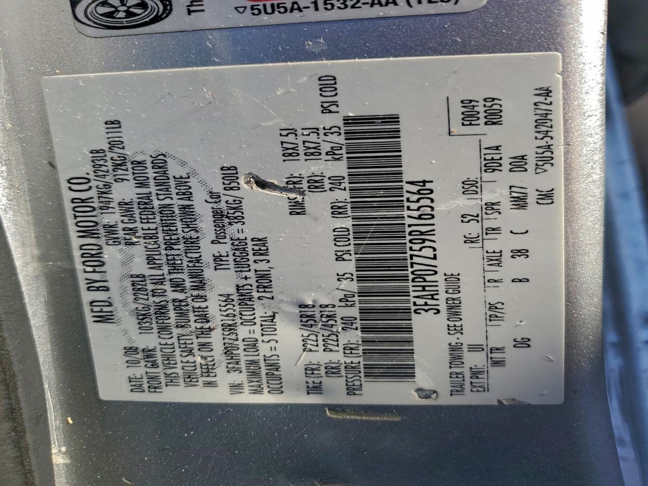 2009 FORD FUSION SE photo 12