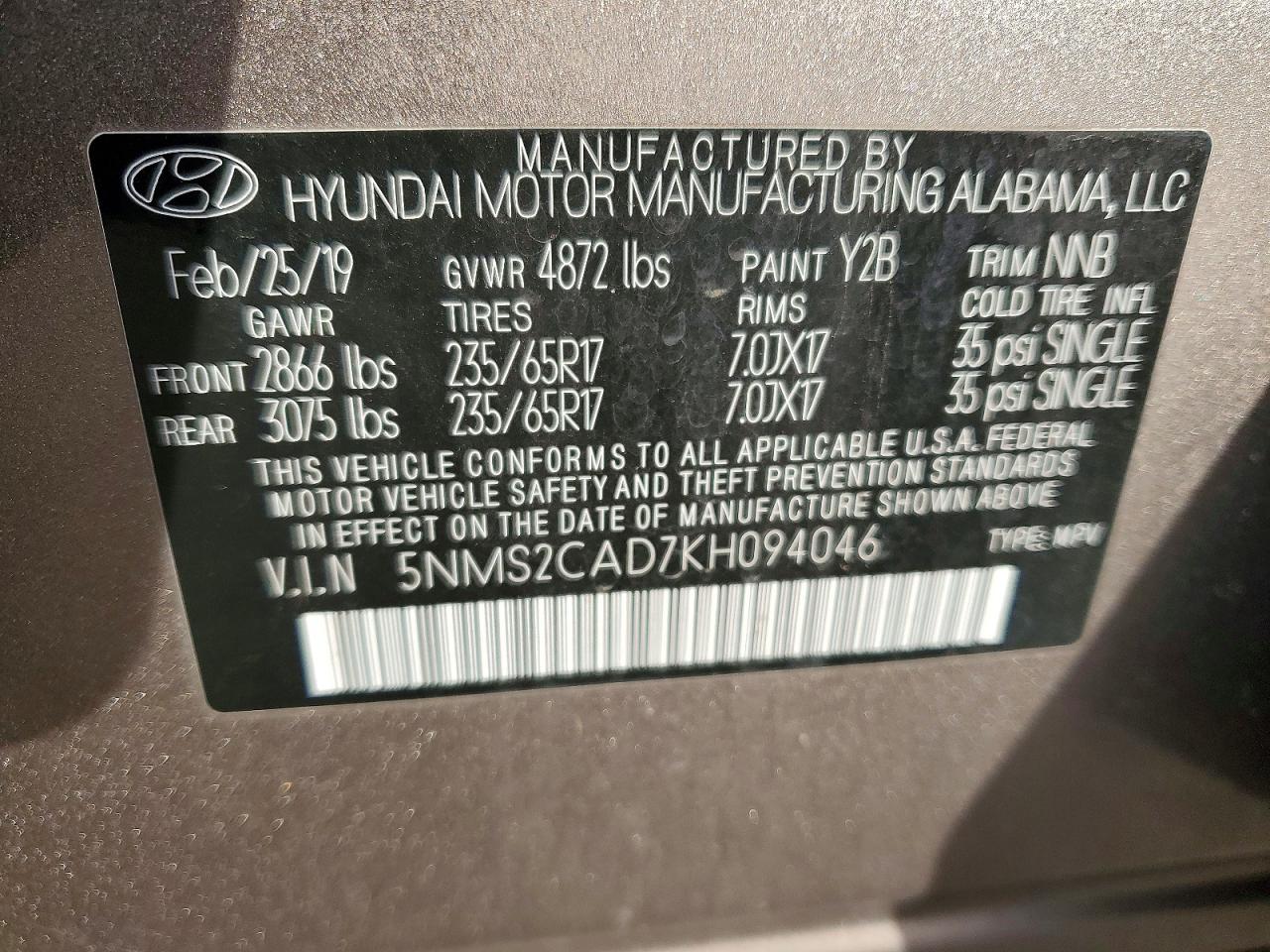 2019 HYUNDAI SANTA FE SE photo 14