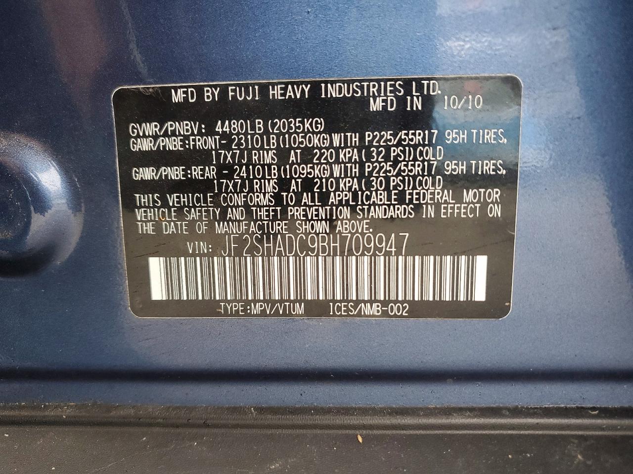 2011 SUBARU FORESTER 2.5X PREMIUM photo 13