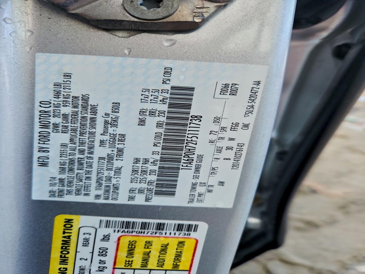 2015 FORD FUSION SE photo 12