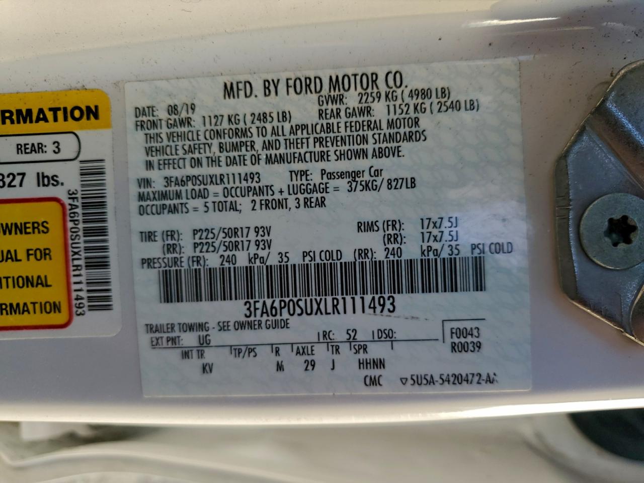 2020 FORD FUSION TITANIUM photo 12