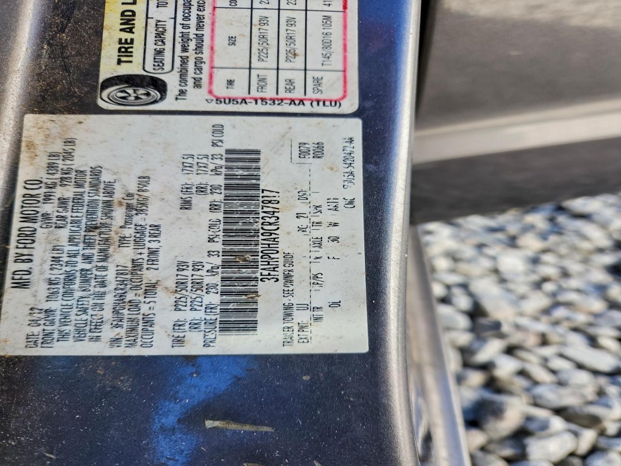 2012 FORD FUSION SE photo 13